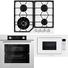 Комплект Kuppersberg варочная панель FG 62 W + микроволновая печь HMW 645 W + духовой шкаф HF 610 W