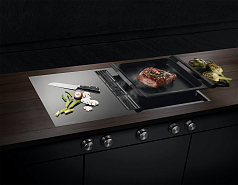 Индукционная варочная панель с вытяжкой Kuppersbusch KMI 9850.0 SR Silver Chrome